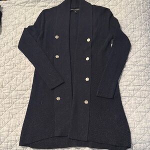 Women's Navy Blue Double-Breasted Sweater